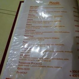 Napfényes Étterem & Pizzéria Budapest - Étlap/itallap