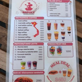 Napoly Vietnamese Coffee & Milk Tea Budapest - Étlap/itallap