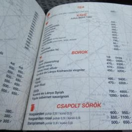 Nautilus Hajós Bár, Esztergom - Étlap/itallap