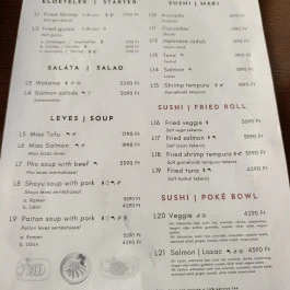 Neko Sushi Restaurant Budapest - Étlap/itallap