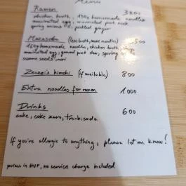 Nem Ramen Budapest - Étlap/itallap