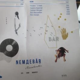 Nemdebár Budapest - Étlap/itallap