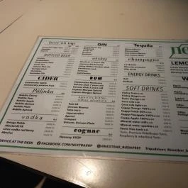 Next Bar Budapest - Étlap/itallap