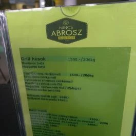 Nincs Abrosz - Fehérvári úti Vásárcsarnok Budapest - Étlap/itallap