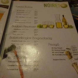 Noiret Biliárd & Darts Szalon Budapest - Étlap/itallap