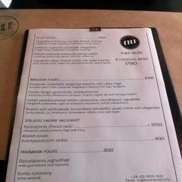 NU - Bor & Bisztronómia, Budapest - Étlap/itallap