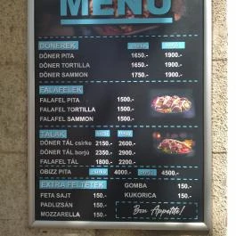 Obizz Döner Kebab Budapest - Étlap/itallap