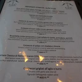 Oinos Wine Bar & Bistro Budapest - Étlap/itallap