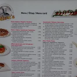 Oliva's - Genuine Italian Food Budapest - Étlap/itallap