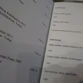 Onyx Étterem Budapest - Étlap/itallap