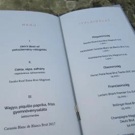 Onyx Étterem Budapest - Étlap/itallap