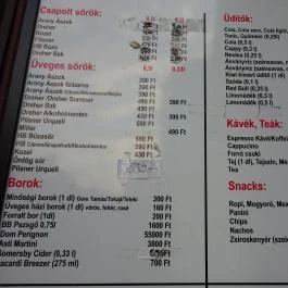 Ördög Sarok Söröző Budapest - Étlap/itallap