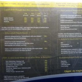 Orfeusz Pub, Budapest - Étlap/itallap