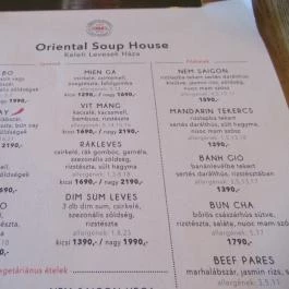 Oriental Soup House - Szervita tér Budapest - Étlap/itallap