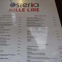 Osteria Mille Lire Budapest - Étlap/itallap
