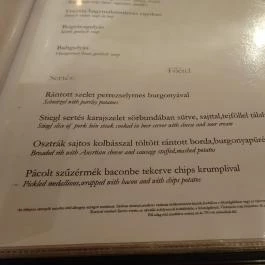 Osztrák Söröző Budapest - Étlap/itallap