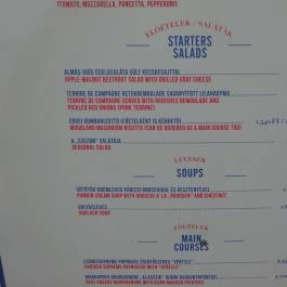 Ötkert, Budapest - Étlap/itallap