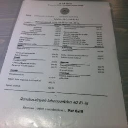 P37 Grill Étterem, Budapest - Étlap/itallap