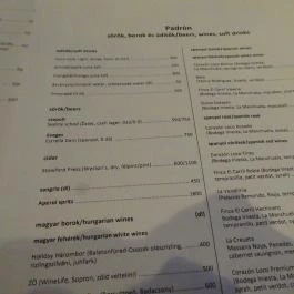 Padron Tapas Budapest - Étlap/itallap