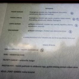 Pagony Budapest - Étlap/itallap