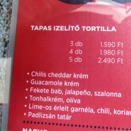 Palapa Mexikói Étterem Szentendre - Étlap/itallap