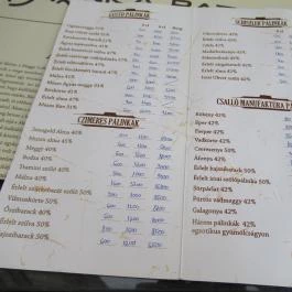 Pálinka Patika, Esztergom - Étlap/itallap