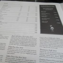 Pálinka Patika, Esztergom - Étlap/itallap