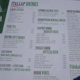 Pálinka Terasz Budapest - Étlap/itallap