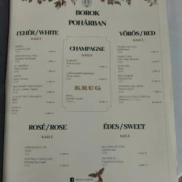 Pálmaház Tura - Étlap/itallap