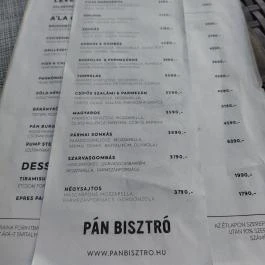 Pán Bisztró Budapest - Étlap/itallap