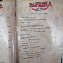 Paprika Vendéglő Budapest - Étlap/itallap