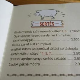 Parádi kisvendéglő, Parád - Étlap/itallap