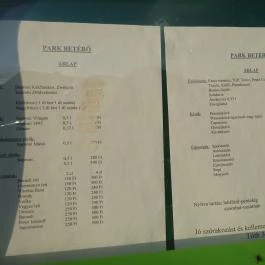 Park Betérő Fertőrákos - Étlap/itallap