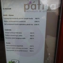Pátria Kávéház & Étterem Székesfehérvár - Étlap/itallap