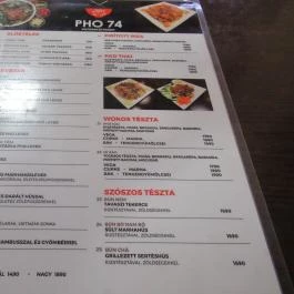 Pho 74 Budapest - Étlap/itallap