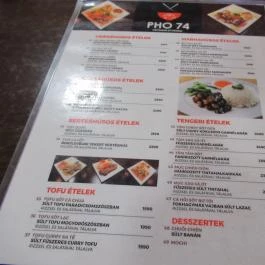 Pho 74 Budapest - Étlap/itallap