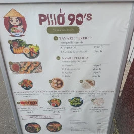 Pho 90's Vietnámi Bisztró Budapest - Étlap/itallap
