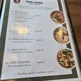Pho 90's Vietnámi Bisztró Budapest - Étlap/itallap