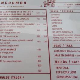 Pingrumba Budapest - Étlap/itallap