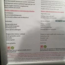 Pinot Noir Étterem, Egerszalók - Étlap/itallap