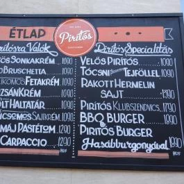 Pirítós Pub Budapest - Étlap/itallap