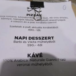 Pizza, Kávé, Világbéke, Miskolc - Étlap/itallap