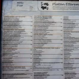 Platán Étterem - Városliget Budapest - Étlap/itallap