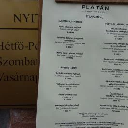Platán Restaurant & Café, Tata - Étlap/itallap