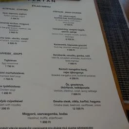 Platán Restaurant & Café, Tata - Étlap/itallap