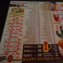 Pointer Pub - Bajcsy-Zsilinszky út Budapest - Étlap/itallap