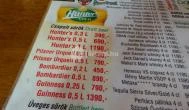 Pointer Pub - Kecskeméti utca Budapest - Étlap/itallap