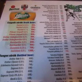 Pointer Pub - Margit körút Budapest - Étlap/itallap