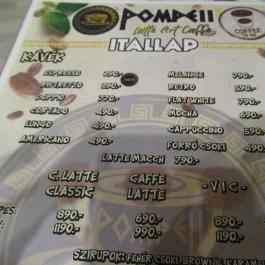 Pompeii Latte Art Caffe - Mester utca Budapest - Étlap/itallap