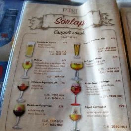 PORT Beer & Food Budapest - Étlap/itallap